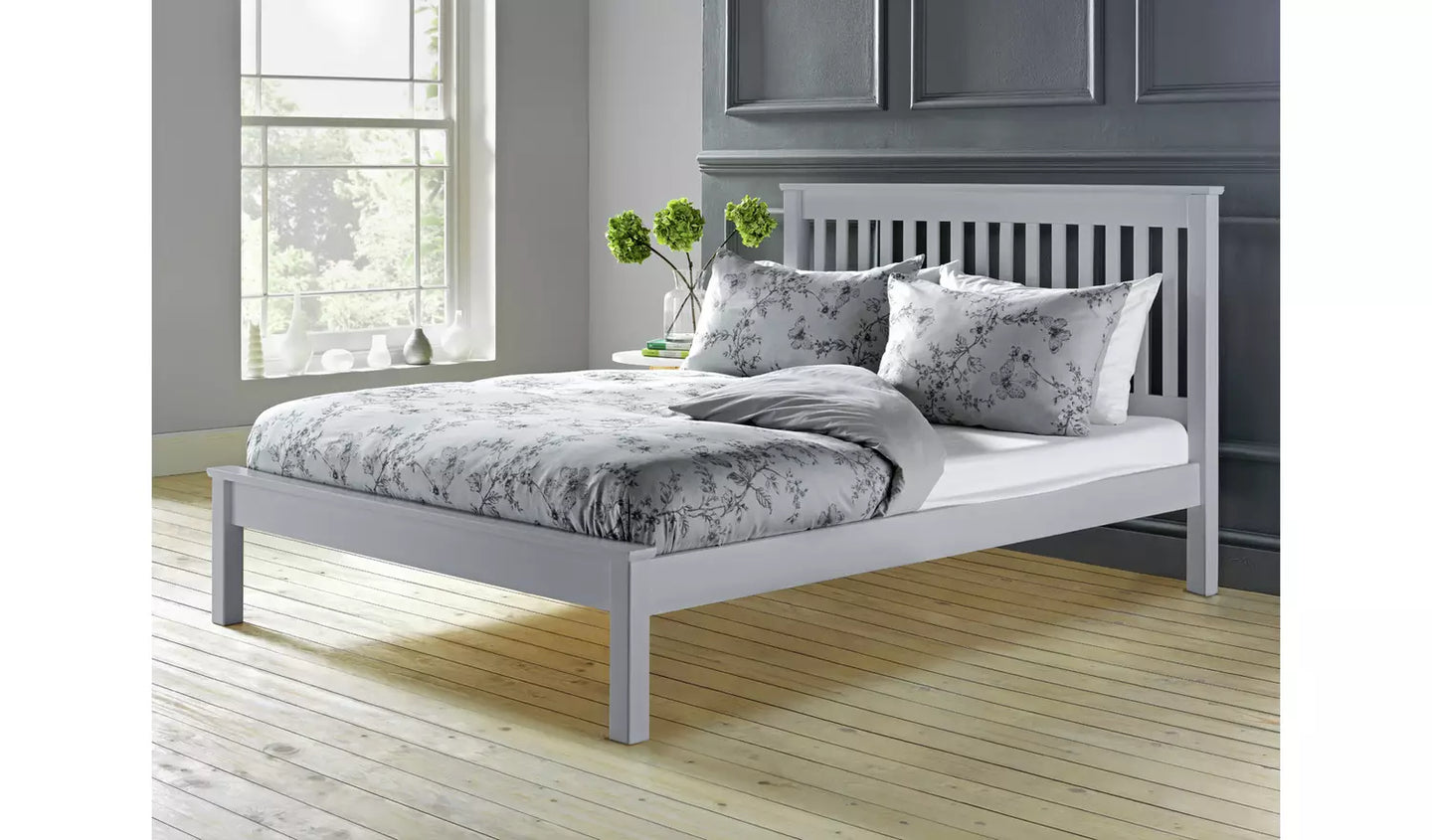 Assembled Aspley Double Wooden Bed Frame - Grey & White
